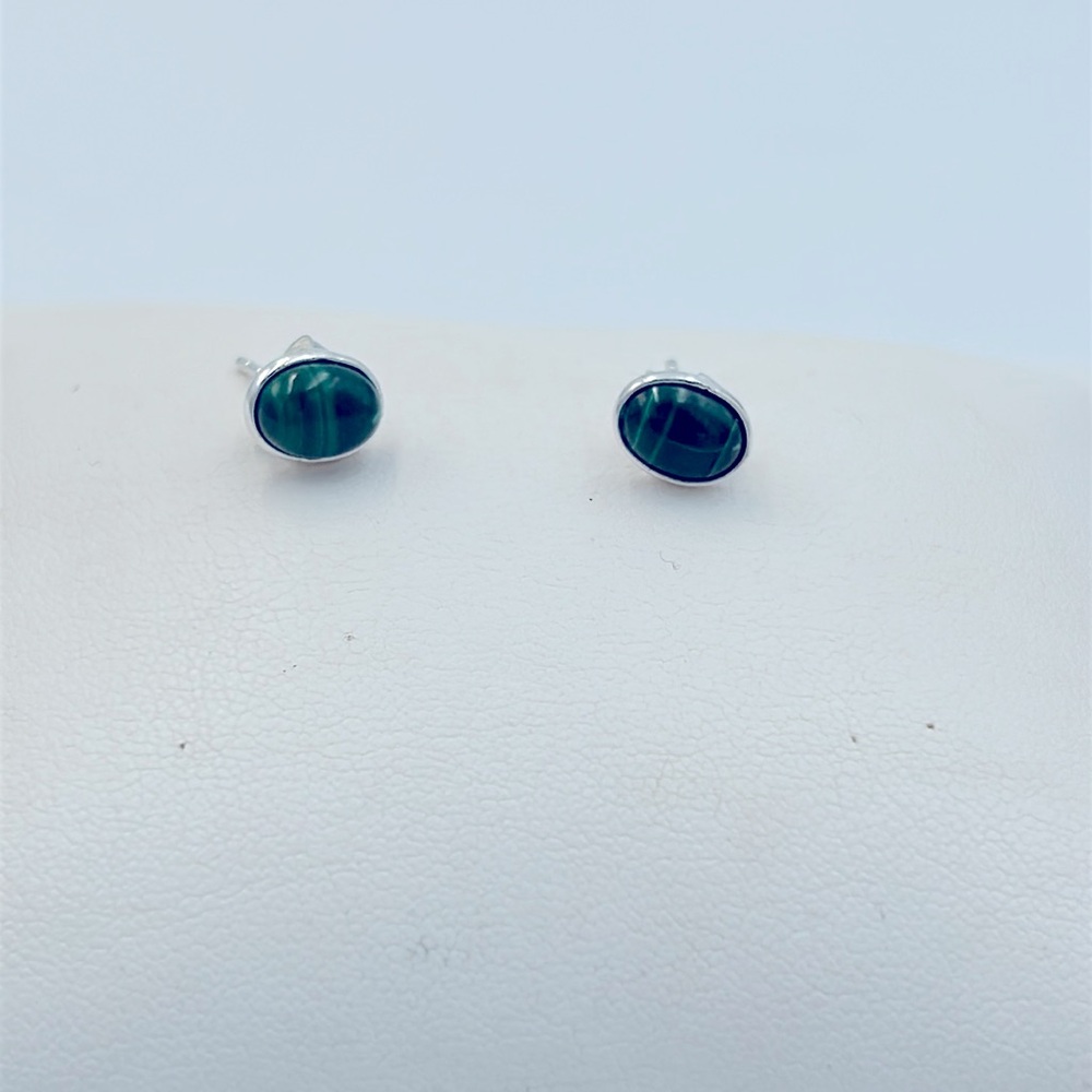 925 Sterling Silver Malachite Stud Earrings